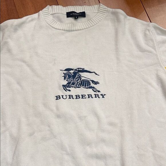 Burberry Vintage Y2K crewneck sweater with the Equestrian Knight strips Size 8 - Picture 6 of 11